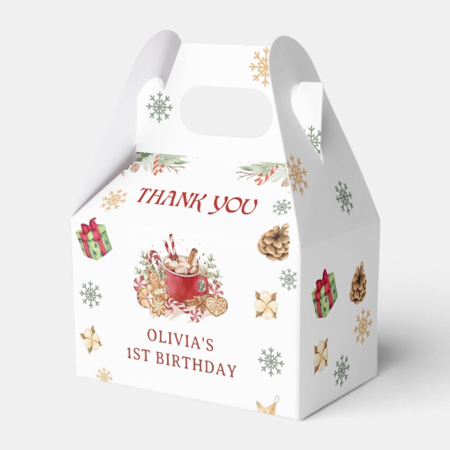Winter Snow Christmas Cookie Birthday Party Favour Box (Front Side)