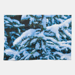 Winter Snow Christmas Tree Tea Towel