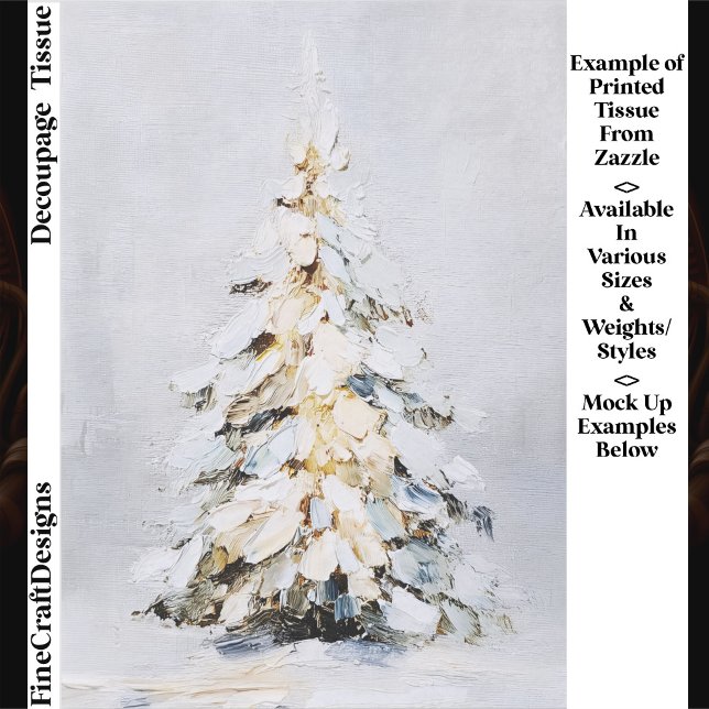 Winter Snow Christmas Tree, Textured FN1 Decoupage Tissue Paper (Creator Uploaded)