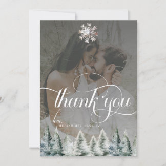 Winter Snow Christmas Wedding Thank You Card