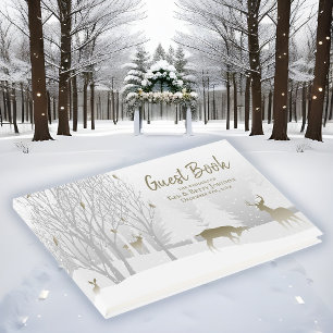 Winter Snow Country Wedding White Woodland Nature Guest Book