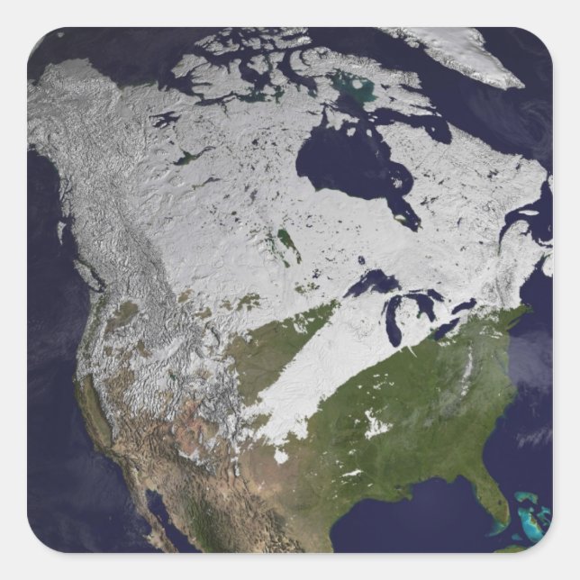 Winter Snow Cover in the Northern Hemisphere Square Sticker (Front)