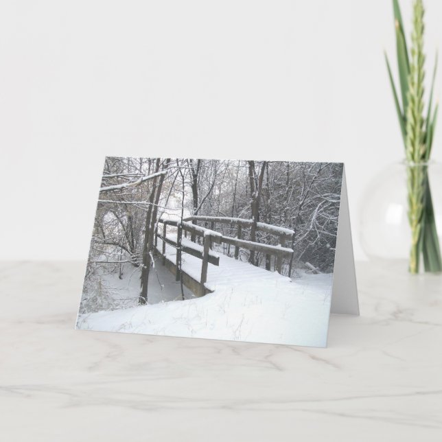 Winter Snow Covered Bridge Christmas Card (Front)