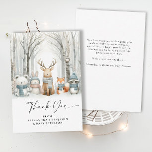 Winter Snow Cute Woodland Animals Coed Baby Shower Thank You Card