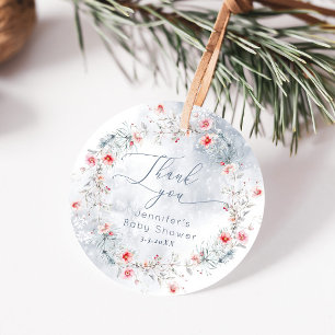 Winter snow dusty blue Berry Thank you Favour Tags
