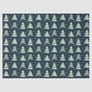 Winter Snow Evergreen Trees Tissue Paper