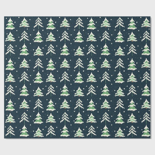 Winter Snow Evergreen Trees Wrapping Paper (Flat)