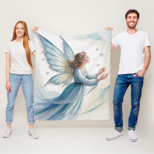 Winter Snow Fairy Watercolor Art Christmas Fleece Blanket