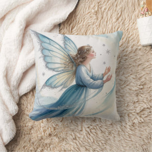 Winter Snow Fairy Watercolor Art Cushion