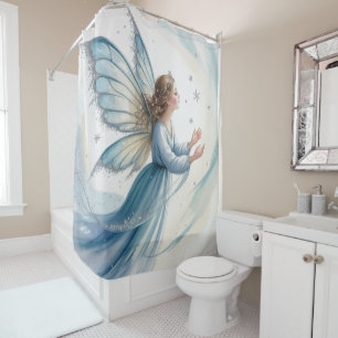 Winter Snow Fairy Watercolor Art  Shower Curtain