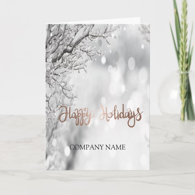 Winter snow festive atmosphere gold holiday card (Front)