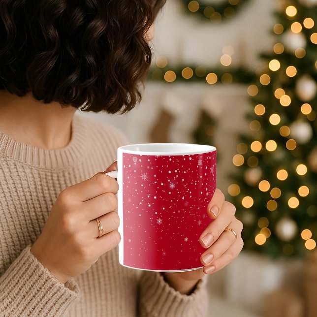 Winter snow flakes red COFFEE MUG (Creator Uploaded)