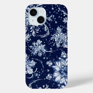 Winter Snow Flower Pattern iPhone 15 Case