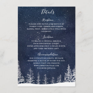 Winter Snow Forest Starry Night Navy Wedding Enclosure Card