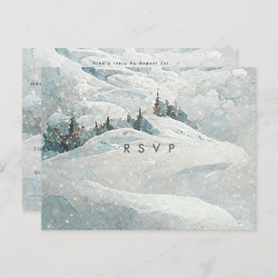 winter snow forest trees wedding rsvp postcard
