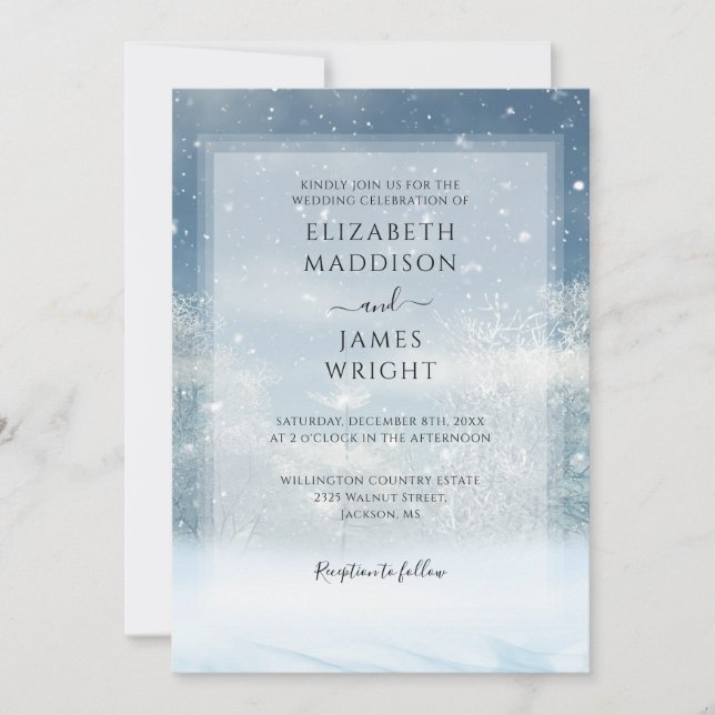 Winter Snow Forest Wedding Invitation (Front)