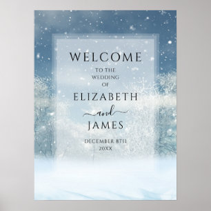 Winter Snow Forest Wedding Welcome Sign