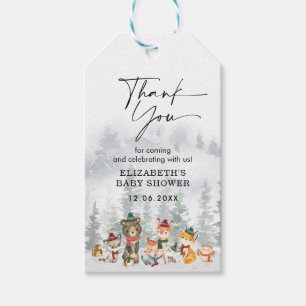 Winter Snow Forest Woodland Animal Thank You Favou Gift Tags