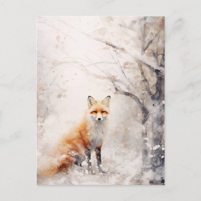 Winter Snow Fox Postcard (Front)