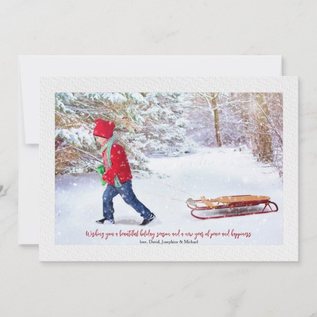 Winter Snow Frame Photo Holiday Card (Front)