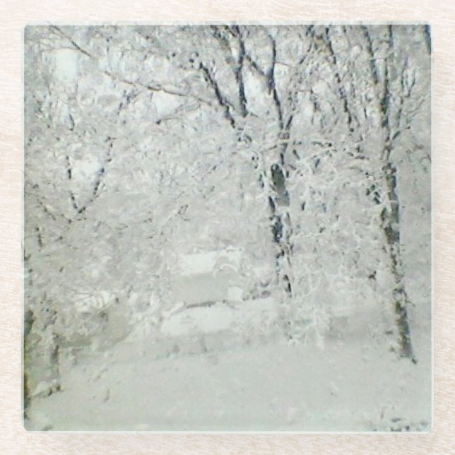 Winter Snow, Glass Coaster (Front)
