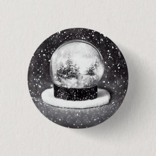 Winter Snow Globe 3 Cm Round Badge