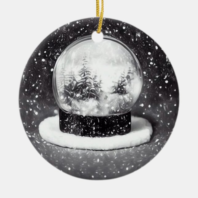 Winter Snow Globe Ceramic Tree Decoration (Front)
