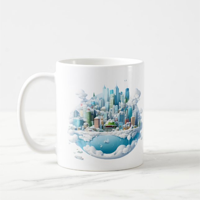 Winter Snow Globe City Coffee Mug (Left)