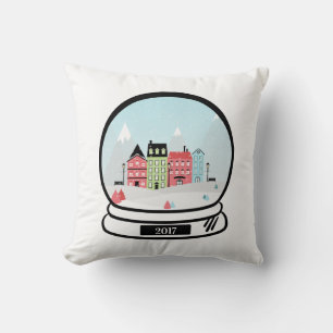 Winter Snow Globe Holiday Throw Pillow