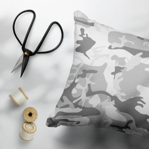 Winter Snow Grey Camouflage, Military, Army Decorative Cushion