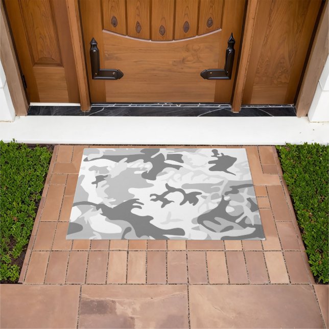 Winter Snow Grey Camouflage, Military, Army Doormat (Outdoor)
