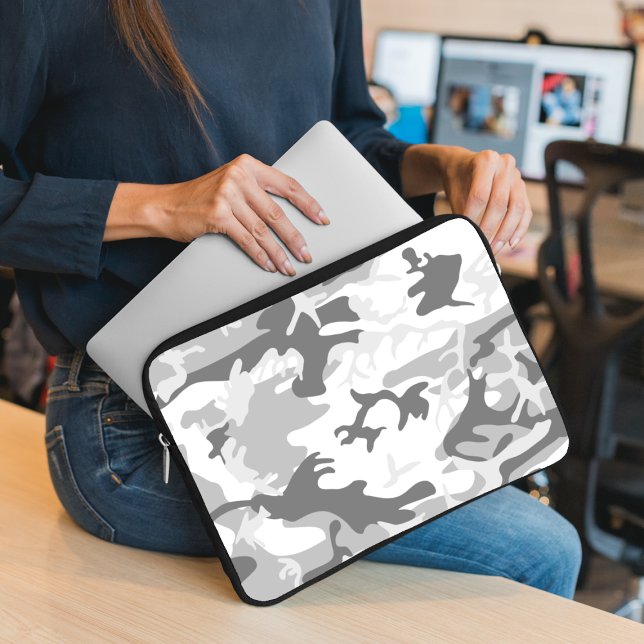 Winter Snow Grey Camouflage, Military, Army Laptop Sleeve (Creator Uploaded)