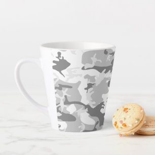 Winter Snow Grey Camouflage, Military, Army Latte Mug