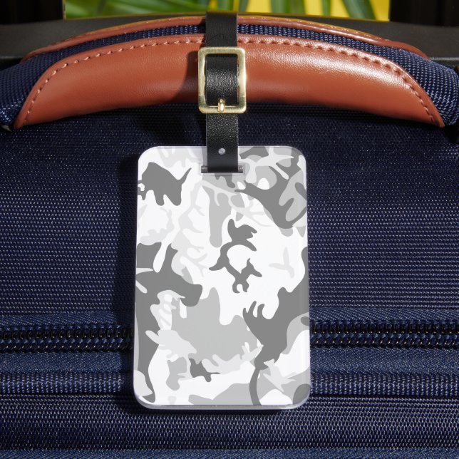 Winter Snow Grey Camouflage, Military, Army Luggage Tag (Front Insitu 2)