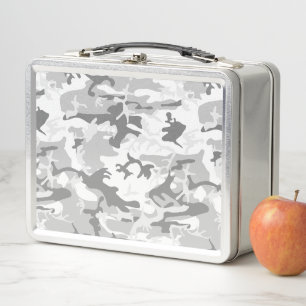 Winter Snow Grey Camouflage, Military, Army Metal Lunch Box