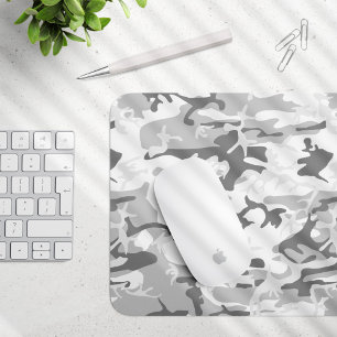 Winter Snow Grey Camouflage, Military, Army Mouse Mat