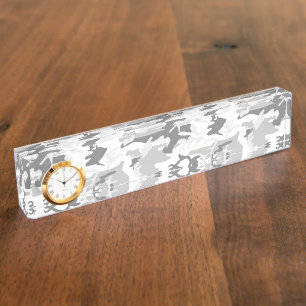 Winter Snow Grey Camouflage, Military, Army Nameplate