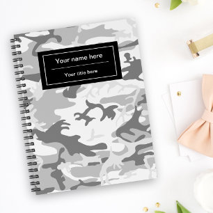 Winter Snow Grey Camouflage, Military, Army Notebook