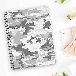 Winter Snow Grey Camouflage, Military, Army Notebook