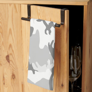 Winter Snow Grey Camouflage, Military, Army Tea Towel