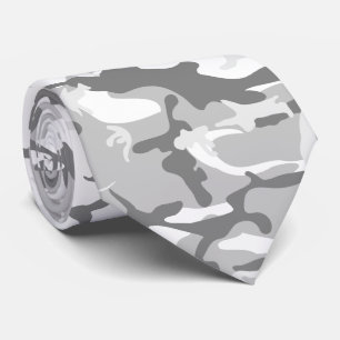 Winter Snow Grey Camouflage, Military, Army Tie