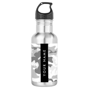 Winter Snow Grey Camouflage Your name Personalise 532 Ml Water Bottle
