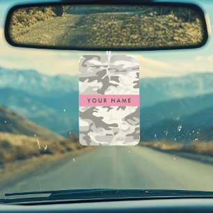 Winter Snow Grey Camouflage Your name Personalise Car Air Freshener