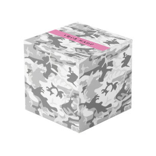 Winter Snow Grey Camouflage Your name Personalise Cube