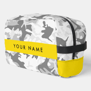 Winter Snow Grey Camouflage Your name Personalise Dopp Kit