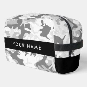 Winter Snow Grey Camouflage Your name Personalise Dopp Kit