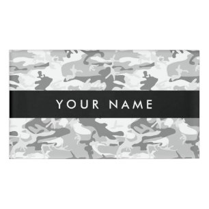 Winter Snow Grey Camouflage Your name Personalise Name Tag