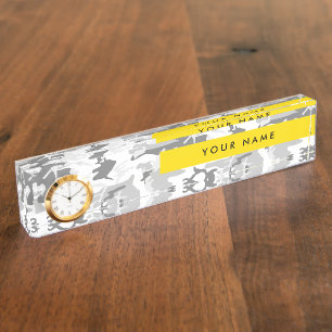 Winter Snow Grey Camouflage Your name Personalise Nameplate