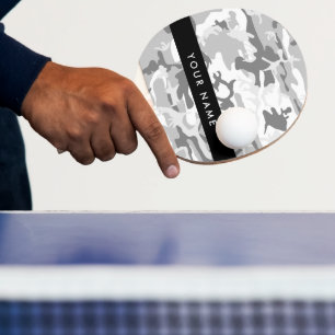 Winter Snow Grey Camouflage Your name Personalise Ping Pong Paddle