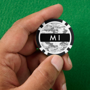 Winter Snow Grey Camouflage Your name Personalise Poker Chips